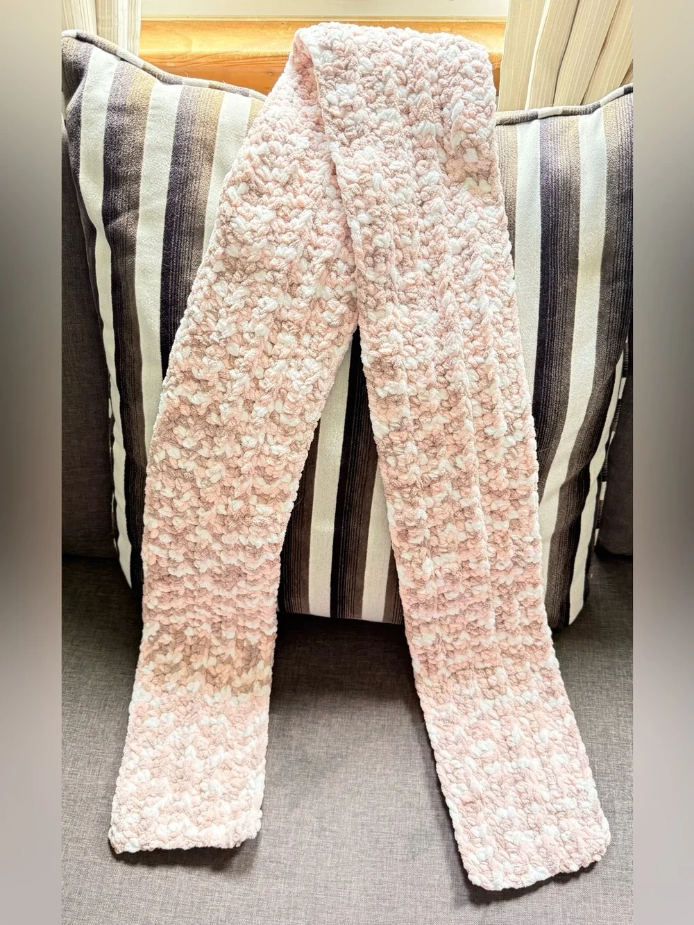 Soft Multi-Color Pink Plush Crocheted Scarf - Handmade with Love Brand New